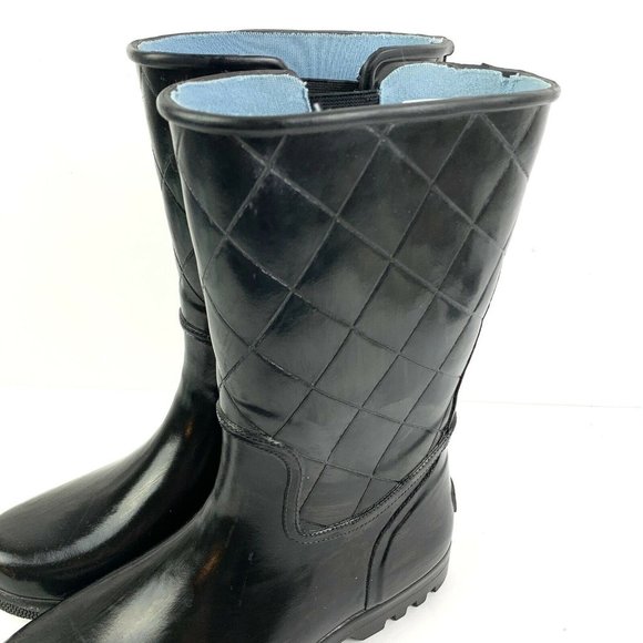 Sperry Top Sider Boots 6 Nellie Black Rubber - Picture 2 of 11